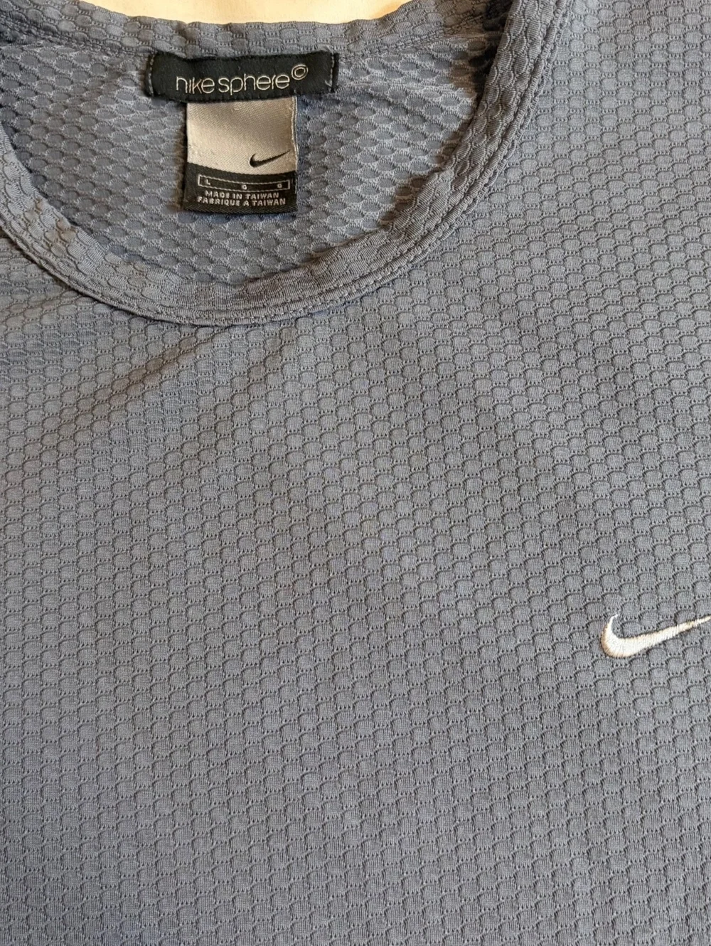 Vintage Nike Sphere Mens L Slate Blue Grey Mesh Thermal Long Sleeve Shirt Y2K